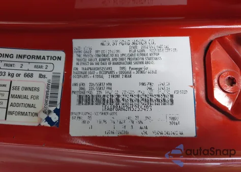 2017 Ford Mustang V6 из США, поврежденный, VIN 1FA6P8AM3H5255493